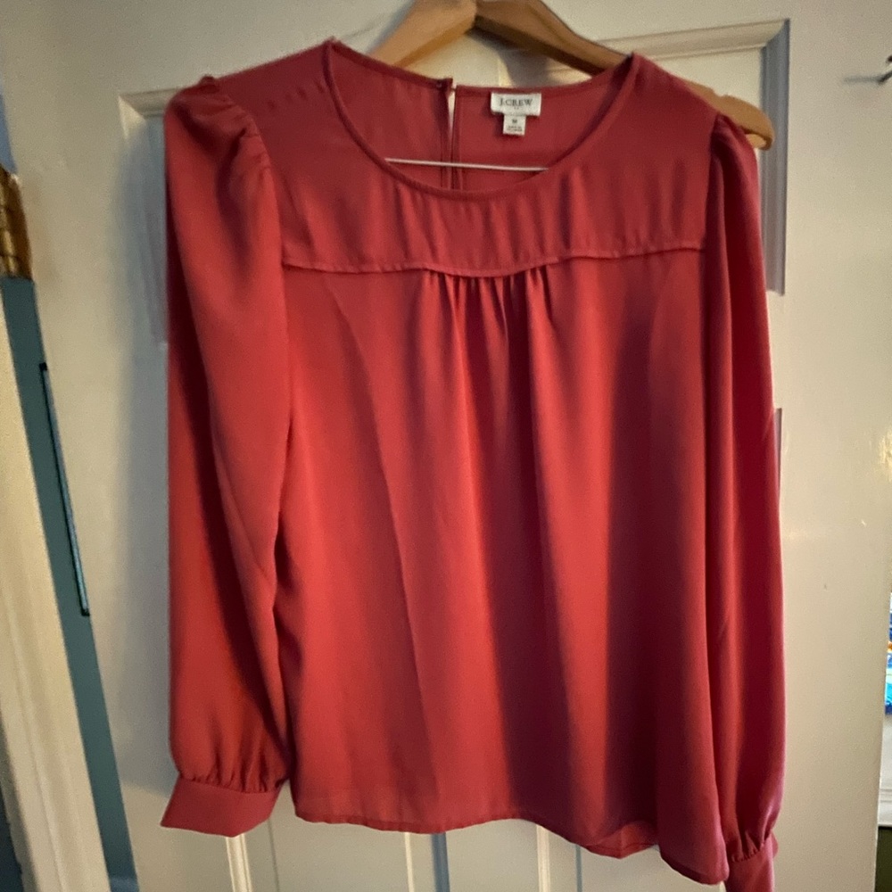 J Crew rose colored long sleeve blouse
